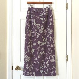 A. Byer 90's Vintage Lightweight Floral High Waist Straight Maxi Skirt Purple 7